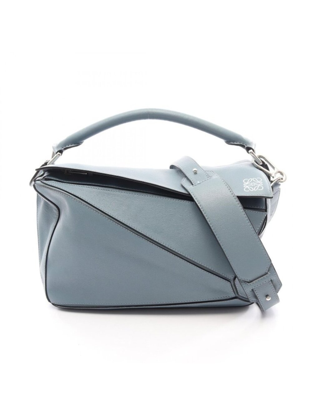 Loewe Handbag Puzzle Bag 2-Way Light Blue Leather